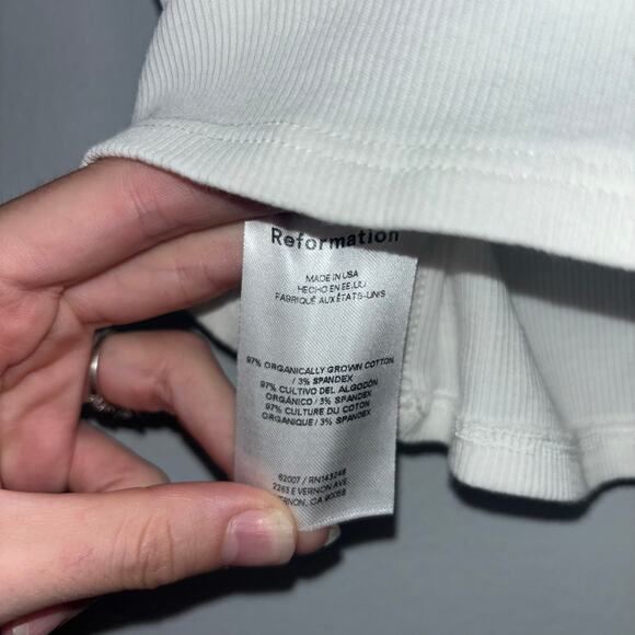 Reformation Muse Ribbed Tee in Ivory – Size Small – New With Tags - Picture 14 of 15